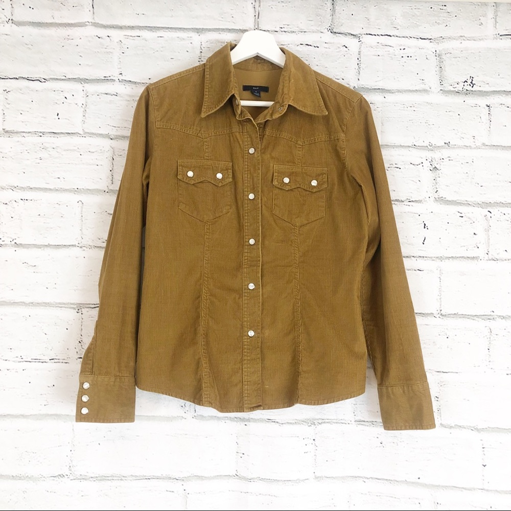 💫Gap Women’s Corduroy Mustard Yellow Button Down